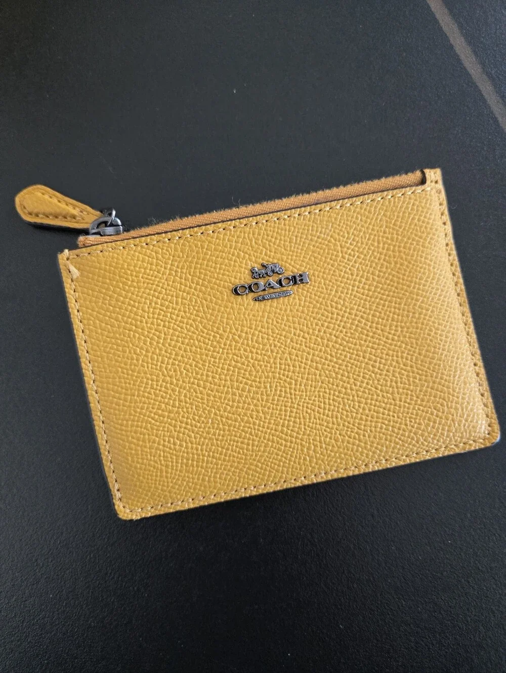 Coach Mustard Yellow Leather Zip Card Wallet